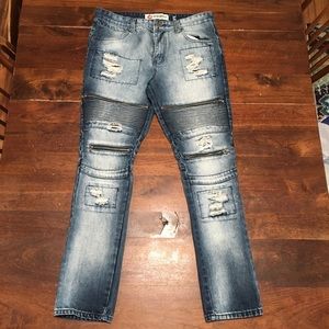 Iro-Ochi Japan Denim Jeans 34x32 Skinny Destroyed